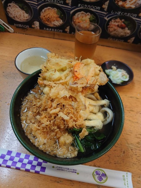 「まじりうどん600円冷やし、かき揚げ100円」@関西風手打ちうどん いらっしゃいの写真