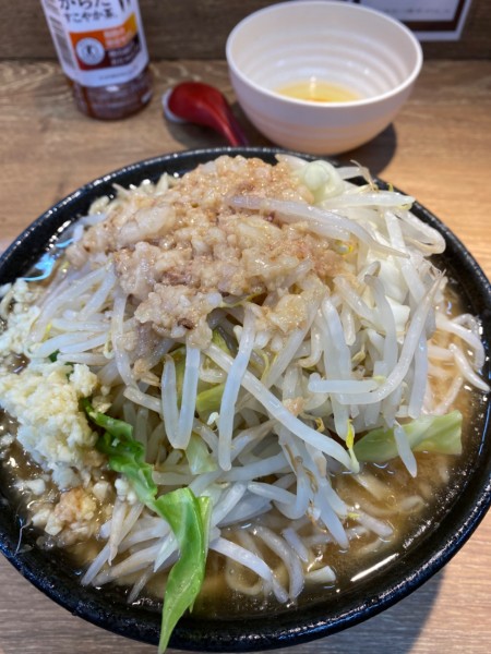 「ミニラーメン（350g）＋生卵」@麺屋 浜一の写真