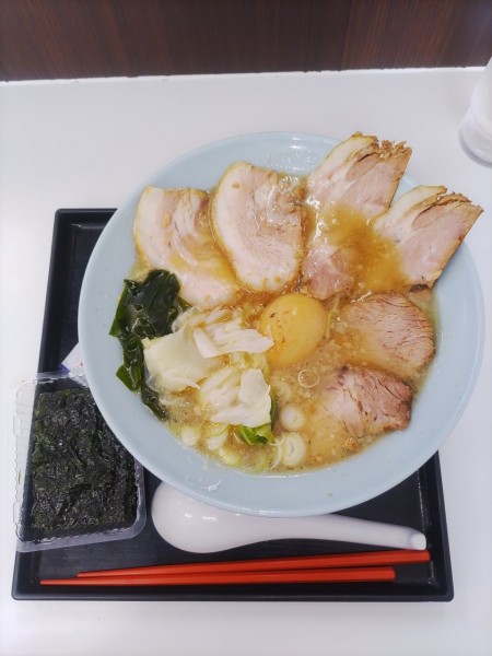 「チャーシューメン+味付玉子+韓国海苔  ﾒﾝﾏ抜き」@ラーメンショップ 北川辺店の写真