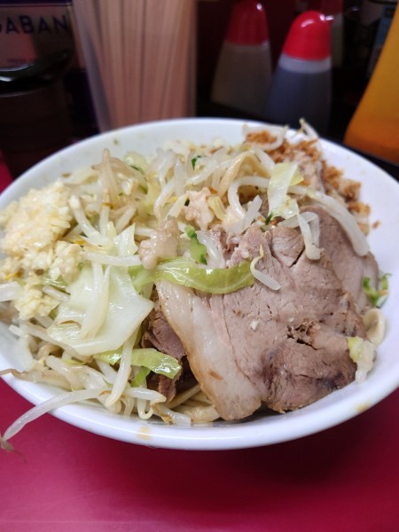 「大豚つけ味冷汁なし  野菜  ニンニク  アブラ」@ラーメン二郎 中山駅前店の写真