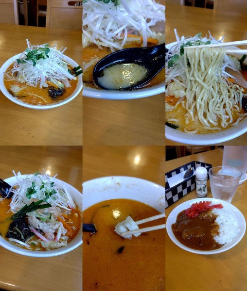 「『辛い白いラーメン+半カレー(¥835+300)』」@ワンポイントの写真