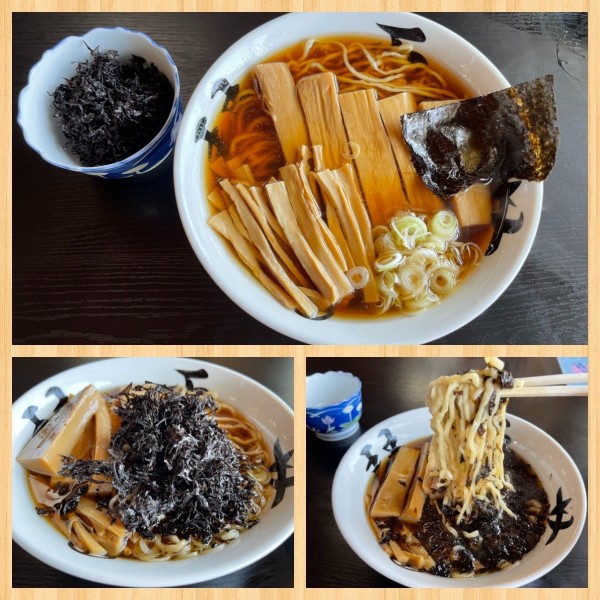 「メンマ中華そば 930円・黒磯海苔 150円」@中華そば処 琴平荘の写真