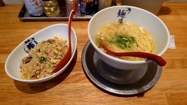 「かけ塩＋ミニチャーハン」@麺屋 燕の写真