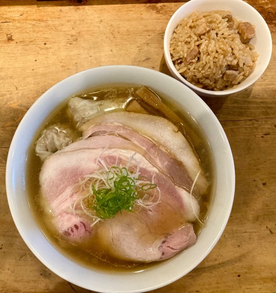 「特製煮干しそば+五目ごはん」@中華そば しば田の写真