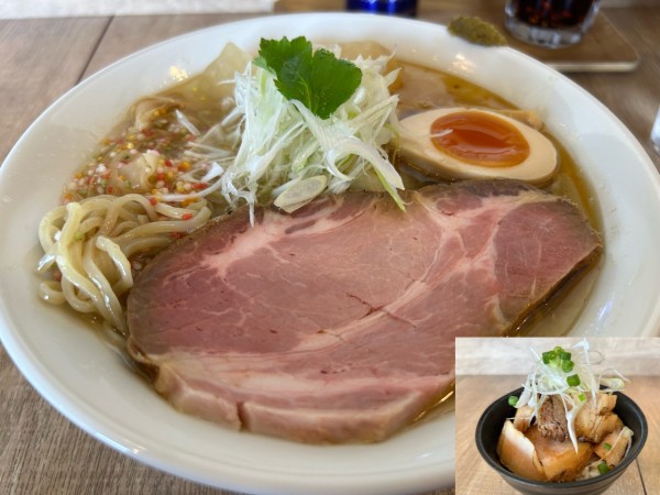 「【限定】冷やし汐らぁめん1080円、肉めし380円」@らぁめん蓮華の写真