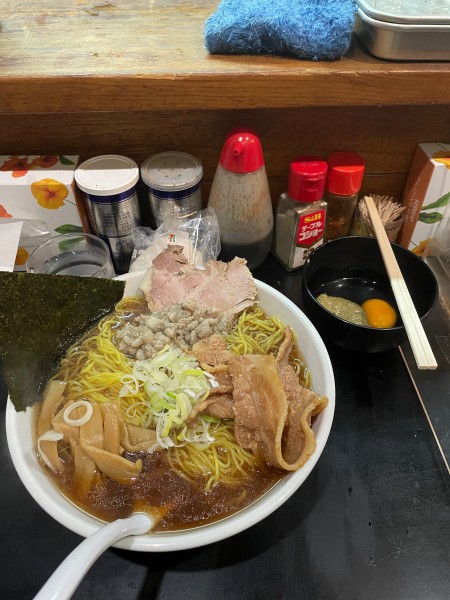 「覆麺ラーメン大盛り醤油＋つけ玉」@一条流がんこ総本家分家四谷荒木町の写真