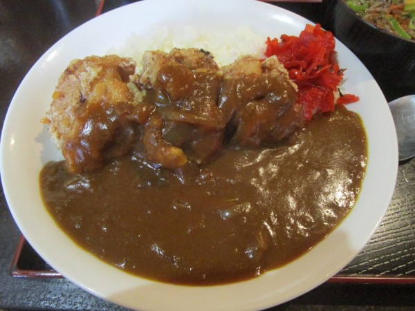 「唐揚げカレー定食ミニ冷蕎麦付き 650円」@そば・うどん たぬきの写真