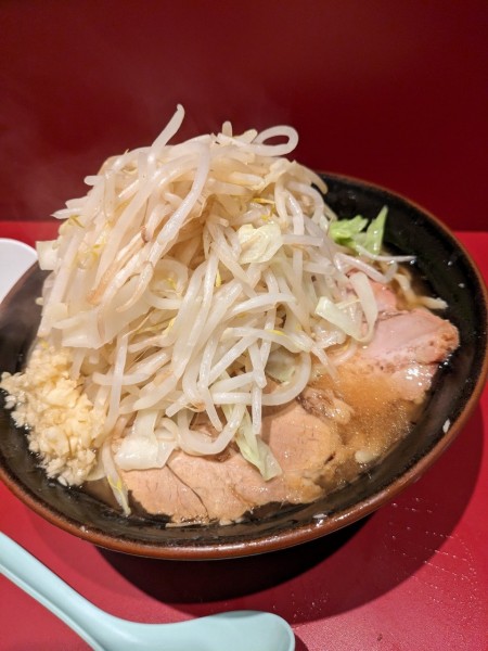 「豚2枚ラーメン(トッピング全部) 生卵」@ラーメン二郎 荻窪店の写真