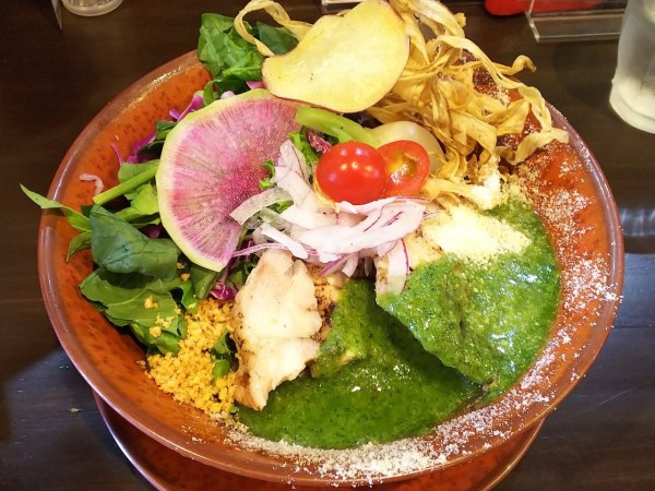 「冷やしジェノベーゼsoba＋グリルチキン　1600＋250円」@sobabar Ciliegioの写真