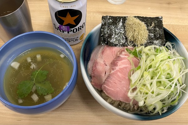 「昆布水つけ麺 塩+のり+とろろ昆布+ねぎ+ビール」@麺処 有彩の写真