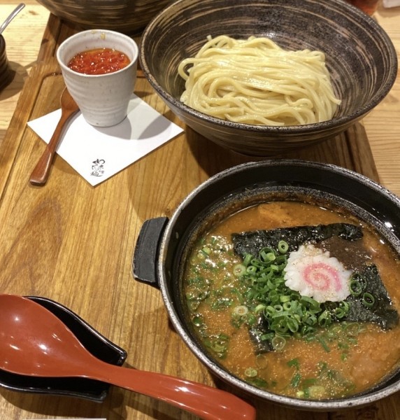 「明太煮込みつけ麺、白米、プリン」@元祖めんたい煮こみつけ麺の写真