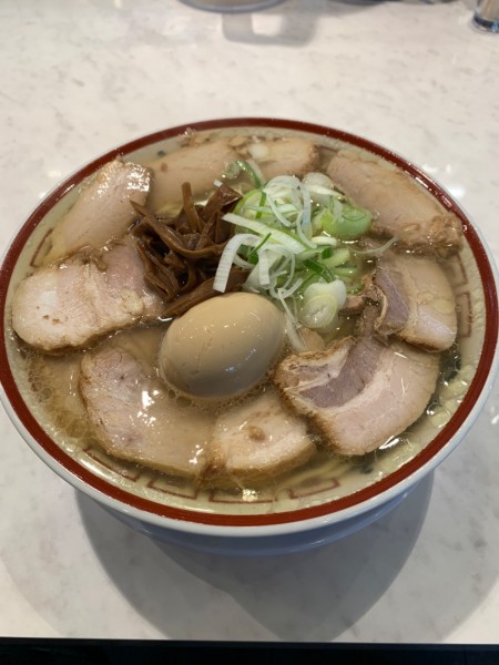 「肉そば1200円(大盛り＋味玉。オープンサービス)」@中華そば専門 田中そば店 大宮別所店の写真