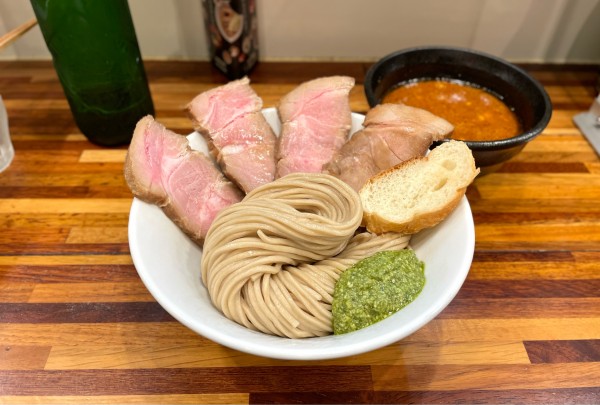 「海老トマトつけ麺（肉増し）¥1250」@鮮魚らーめん 五ノ神水産の写真