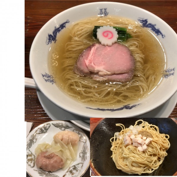 「中華そば➕肉1個、海老1個➕味付き替え玉」@中華蕎麦にし乃の写真