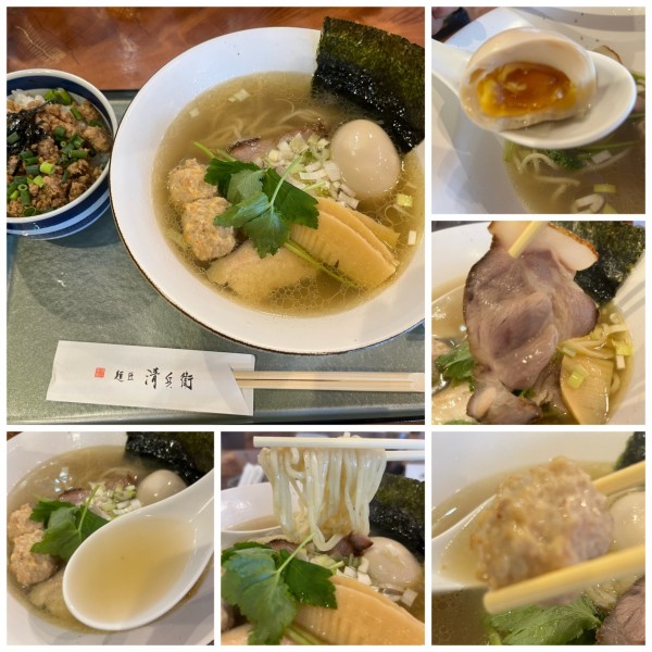 「特選鶏そば塩 1200円 鶏そぼろご飯300円」@麺匠 清兵衛 下赤坂店の写真