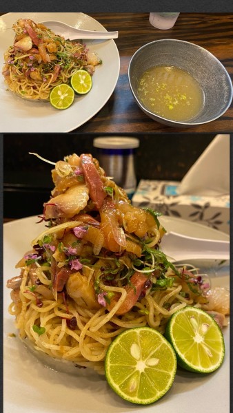 「[限定] ブリの冷製和えそば 出汁付き ¥2300」@稲荷屋の写真