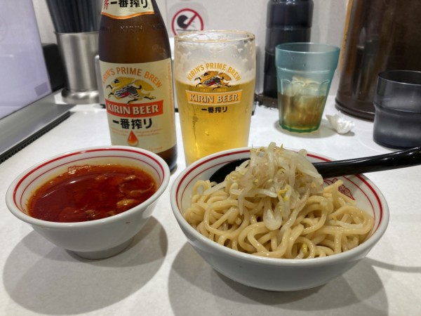 「ビールセット（半冷やし味噌）」@蒙古タンメン 中本 高田馬場店の写真
