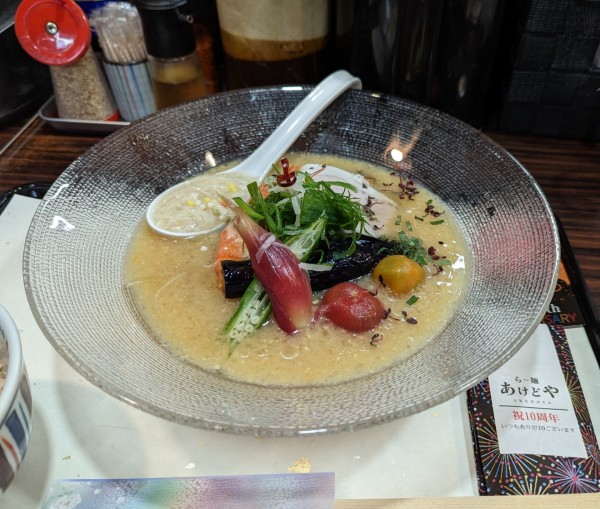 「プレミアム味噌󠄀冷やし麺＋蟹飯セット」@らー麺 あけどやの写真