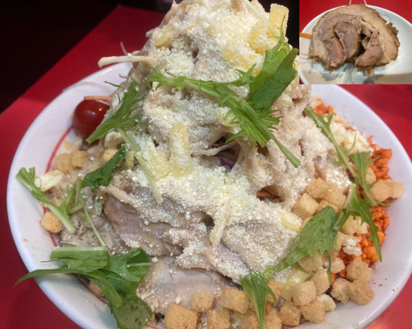 「冷やし中華+ニンニク+ガリマヨ+辛揚げ+シーザー+追加豚」@千里眼の写真