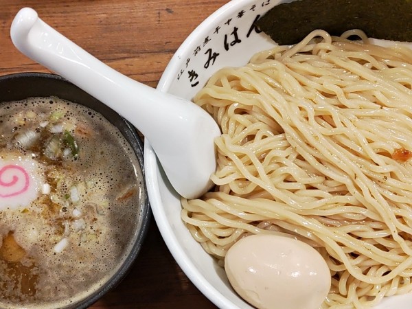 「梅香る煮干しつけ麺（大盛）＋味玉」@江戸前煮干し中華そば きみはん 総本店の写真