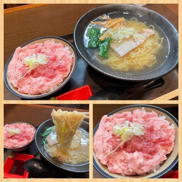 「あさっぱらーめん 690円・ネギトロ丼(ミニ) 400円」@お食事処 市玄の写真