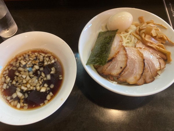 「つけ麺並盛り＋トッピング（3種類）」@中華そば 彩菜の写真