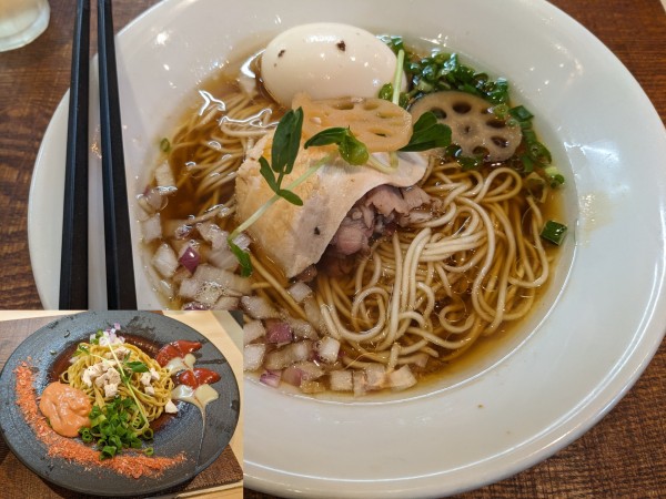 「松茸と水+味玉+桜エビとトマトクリームの和え玉」@論露に不二の写真