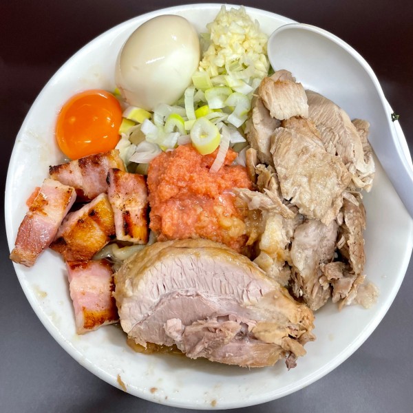 「【限定】明太カルボ 大+ほぐし豚」@ラーメン一心の写真