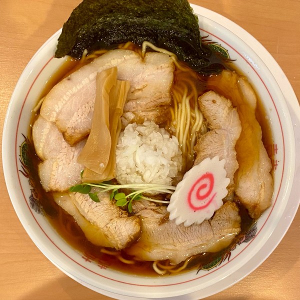 「チャーシュー麺 ¥800円（薬味玉ねぎ増し・大盛サービスCP）」@中華そば 鈴乃家の写真
