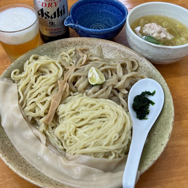 「つけ麺（塩）大盛り＋瓶ピール（小瓶）」@和渦製麺の写真