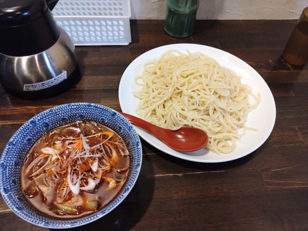 「限定 ネギつけ麺 2玉 辛さあり 1000円」@長尾中華そば 中央店の写真