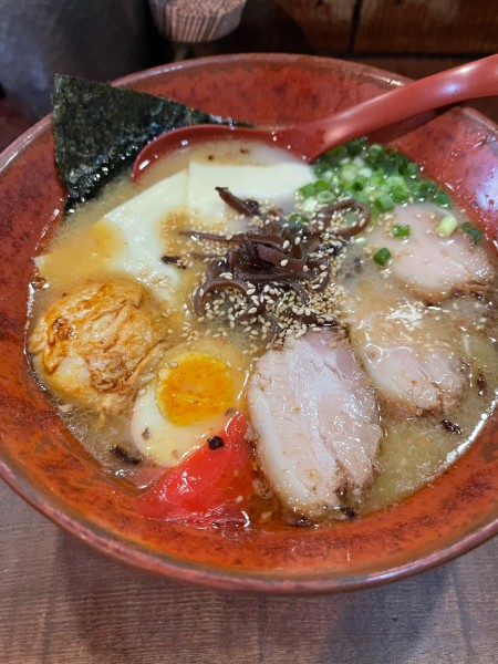 「ラーメン+味玉+W-チーズトッピング+替え玉」@分田上の写真