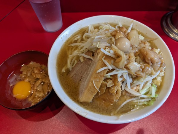 「ラーメン少な目 脂生玉子」@麺屋HEROの写真
