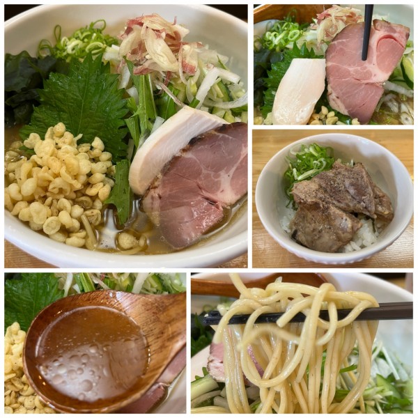 「【限定】冷やしいりこ850円豚バラ軟骨ご飯250円」@讃岐ラーメン 香麦の写真