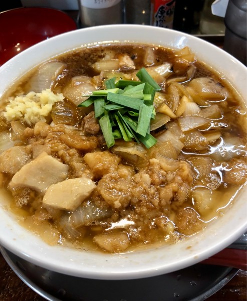 「秘境タンメン 生卵 タマネギ大盛 950+80+100円」@秘境タンメン かし山の写真