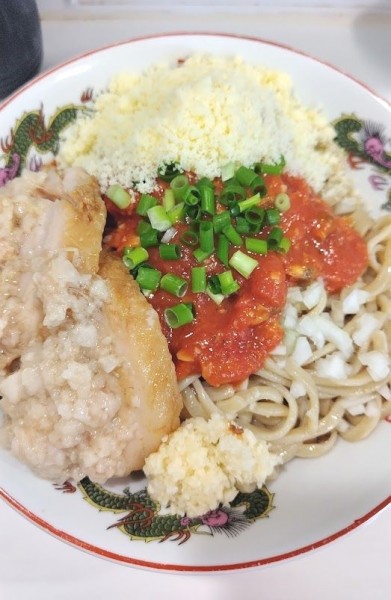 「限定F(冷やしあさりトマト)小(300g)＋粉チーズマシ」@ハイパーファットンの写真