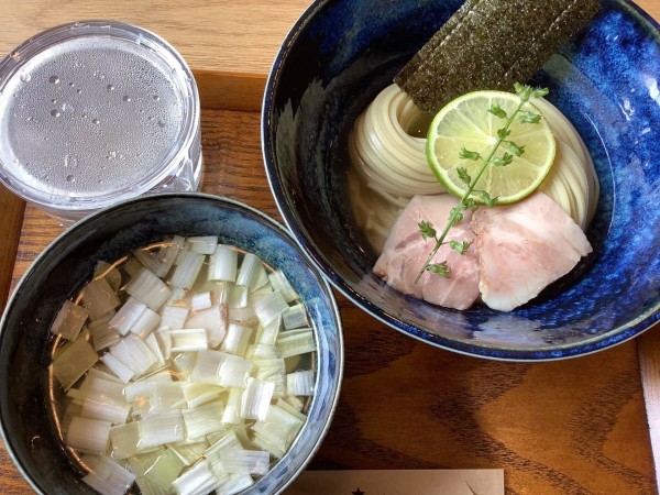「昆布水つけ麺 塩 大盛」@RAMEN VILLAGE CAFEの写真