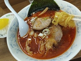 「オロチョンラーメン(4辛小ライス)(900)」@北海道ラーメン来々軒 本店の写真