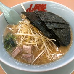ネギラーメン(醤油)、海苔、半ライス、薬味ネギ
