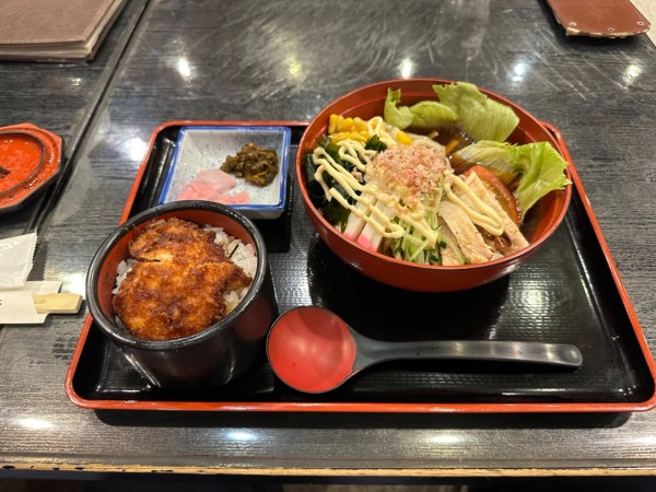 「サラダうどんセット（ミニソースかつ）1,000円」@登利平 高崎モントレー店の写真