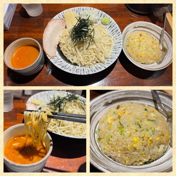 「夏季限定 甘海老冷やしつけ麺 940円・半チャーハン 100円」@海老らーめん えび蔵の写真