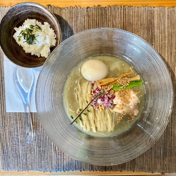 「トリスハイボール→純米吟醸兆久→味玉冷しらぁ麺お茶漬けセット」@麺屋 さくら井の写真