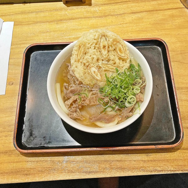 「肉ごぼう天うどん」@因幡うどん 博多デイトス店の写真
