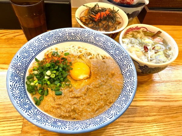 「【季節限定】牡蠣味噌かま玉つけそば」@中華そば専門 とんちぼの写真