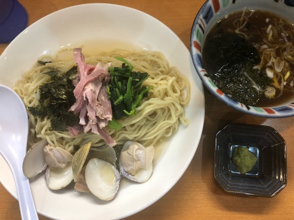 「冷水つけ麺「生海苔と赤モク入り」特製トッピング」@中華そば 円月の写真