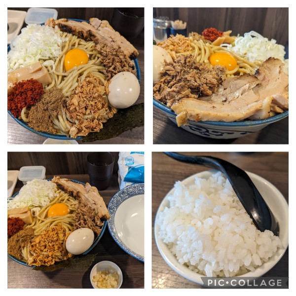 「冷やしカレーまぜそば特盛➕半ライス」@狼煙 〜NOROSHI〜の写真