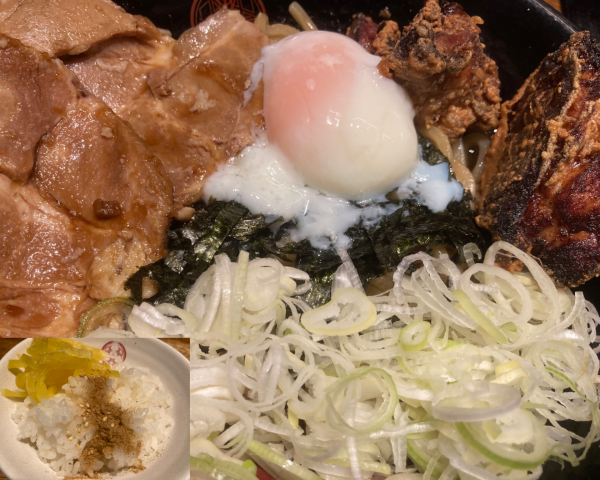 「[限定]伝説のスタミナ油そば」@つけ麺専門店 三田製麺所 川崎店の写真