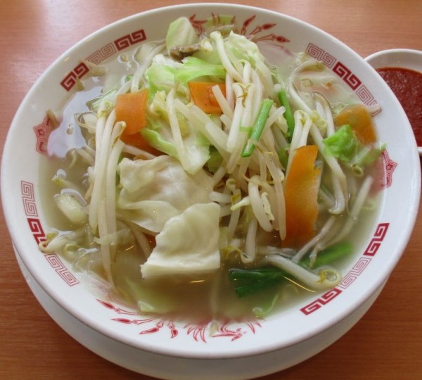 「野菜たっぷりタンメン（麺少なめ）＋秘伝の辛子みそ　570円」@日高屋 巣鴨北口駅前店の写真
