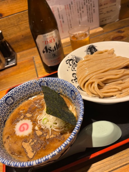 「濃厚つけ麺 ミニ 900円 麦酒」@松戸中華そば 富田食堂の写真