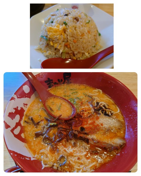 「赤辛牛じゃんラーメン（小辛）＋黄金チャーハン（並）」@ラーメンまこと屋 ふじみ野店の写真